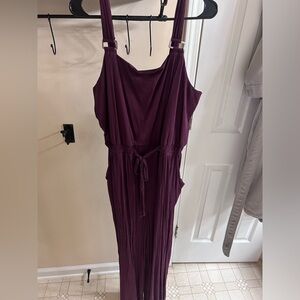 Linen like Jumpsuit- Burgandy - XXXL